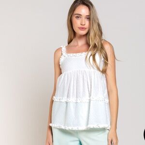 POL Dotted Swiss ivory blouse with tied back🛎️